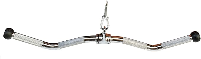 Lat Cable Machine Attachment Curl Pulldown Barbell Revolving Bar, Multi-Exerciser Cable Attachment, Solid Steel Tricep Press Down Bar with Rubber Handgrips & Revolving Hanger