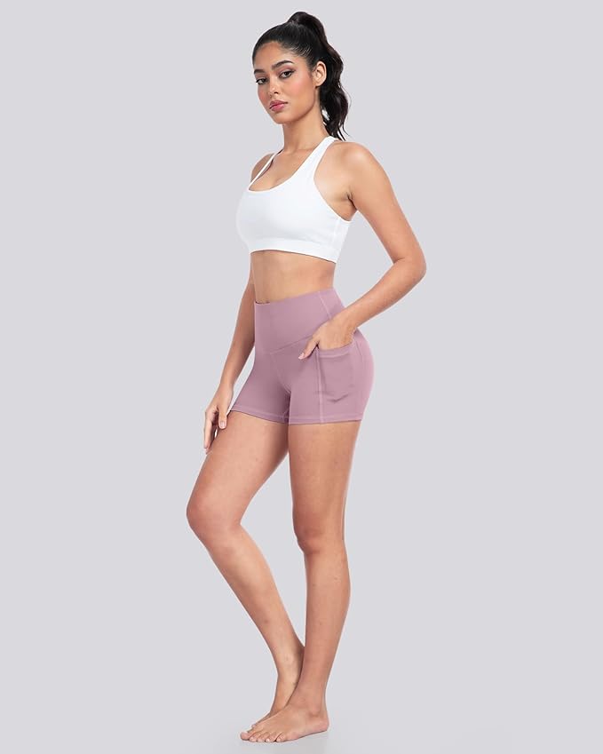 LZYVOO Biker Spandex Shorts Women, High Waisted Tummy Control Workout Yoga Shorts with Pockets