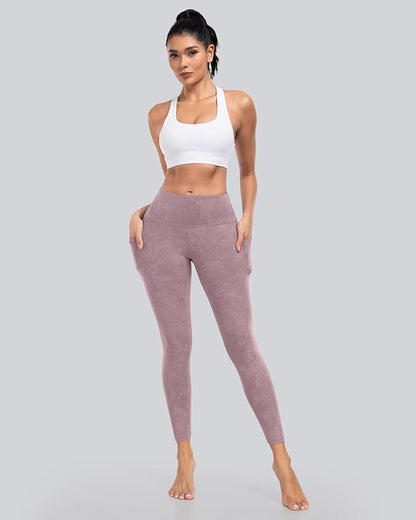 CHRLEISURE Leggings with Pockets for Women, High Waisted Tummy Control Workout Yoga Pants