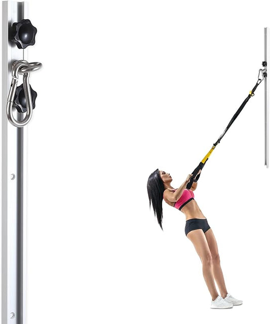 Resistance Band Wall Anchor,Djustable Resistance Bands Anchor,Door Anchor for Resistance Bands，Aluminum Wall-Mounted Resistance Band Wall Anchor,with 1 Rail, 1 Rail Car，Length 48inchs