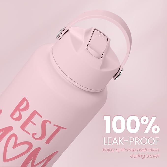 Mom Water Bottle, Best Mom Ever Bottles 32oz Stainless Steel Insulated with Lid, Gifts for Moms from Daughter Son, Gifts for Mother's Day Christmas Birthday