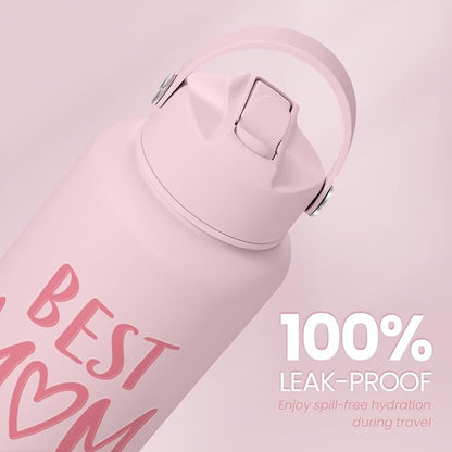 Mom Water Bottle, Best Mom Ever Bottles 32oz Stainless Steel Insulated with Lid, Gifts for Moms from Daughter Son, Gifts for Mother's Day Christmas Birthday