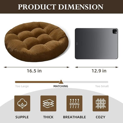 Meditation Floor Pillow Set of 2 Large Round Floor Cushions for Adults Tufted Corduroy Floor Seat Pillows Cushion for Living Room,Sky Blue 16.5" Lx16.5 Wx3 H