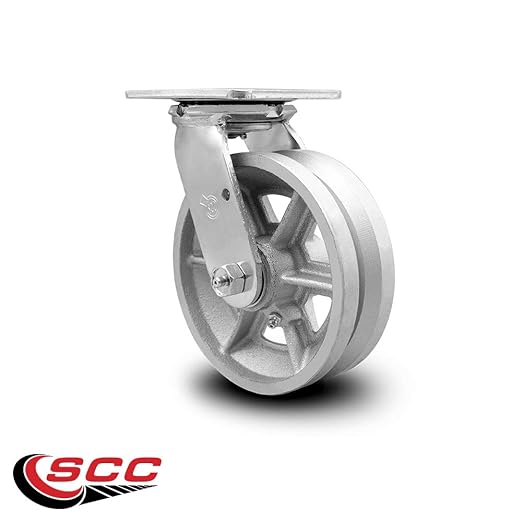 V Groove Semi Steel Cast Iron Swivel Top Plate Heavy Duty Caster with 6 Inch Wheel – 1,200 lbs. Capacity/Caster - Service Caster Brand