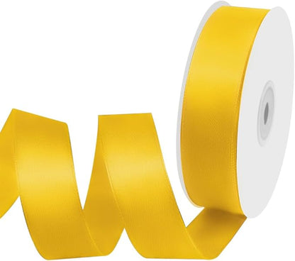1" Width x 50 Yards Satin Fabric Ribbon, Yellow Ribbon Perfect for DIY Bows, Swags, Gift Wrapping, Craft, Flower Bouquet，Christmas and Party Decoration