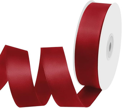 1" Width x 50 Yards Satin Fabric Ribbon, Burgundy Ribbon Perfect for DIY Bows, Swags, Gift Wrapping, Craft, Flower Bouquet, Christmas and Party Decoration