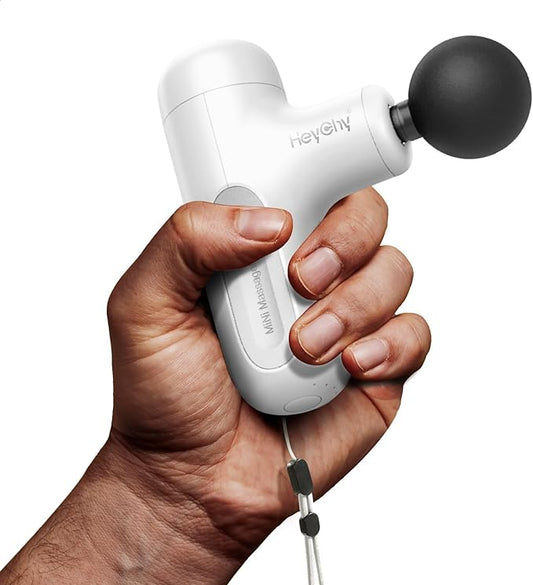 Super Mini Massage Gun Deep Tissue, Percussion Handheld Muscle Massager with 4 Heads, Travel Size Massage Gun for Back, Neck Pain Relief, Quiet for Home, Gym, Office, Gift for Men & Women, White