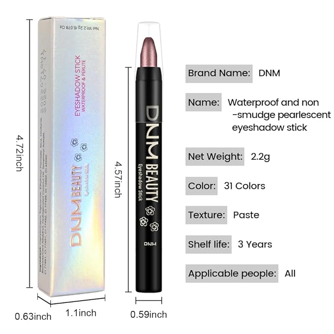 Magnetic Mauve Shimmer Cream Eye Shadow Stick Makeup for Women, Shimmer Eyeliner Pencil Eyeshadow Brightener Stick for Eyes, Waterproof Eyeshadow Applicator Blendable sombras para ojos 72#