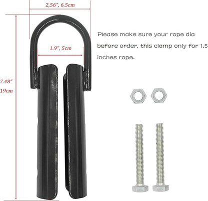 1½" Climbing Rope Clamp, 1.5” Battle Rope Attachment Hook Accessories, Rope Clasp for Rope Climb, Climbing Training Garage Home Gym Workout Fitness Strength Training (1.5" 1SET Black)