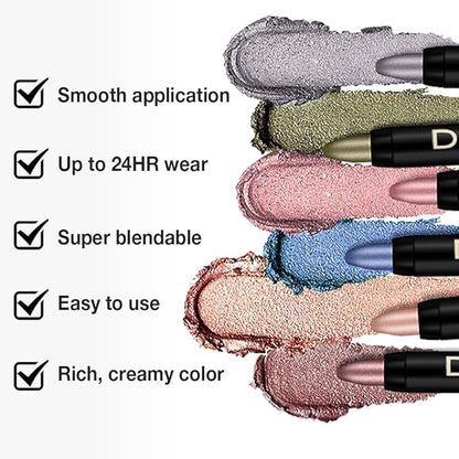 Kaely Cream Eye Shadow Sticks, Evergreen Shimmer Eyeliner Pencil Eyeshadow Palette Makeup, Eye Highlighter Brightener Stick for Older Women Waterproof Pigmented, sombras para ojos, New-67