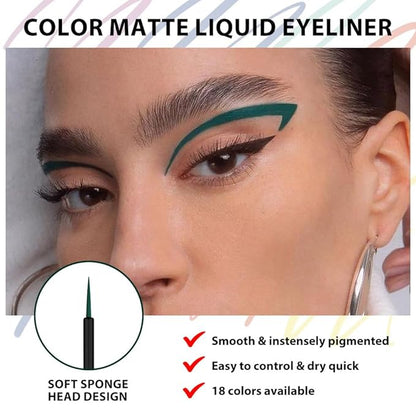 evpct 1Pcs Dark Green Liquid Eyeliner Waterproof Dark Green Eye Liners for Women, Eyes Wing Eyeliner Stamps Shapes Colored Eyeliner delineador de ojos a prueba de agua contra el agua blanco para ojos
