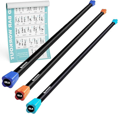 LIONSCOOL Workout Weighted Bar,Padded Exercise Weight Bar, Solid Steel Stretching weighted bar set for Body Sculpting, Physical Therapy,Body Toning