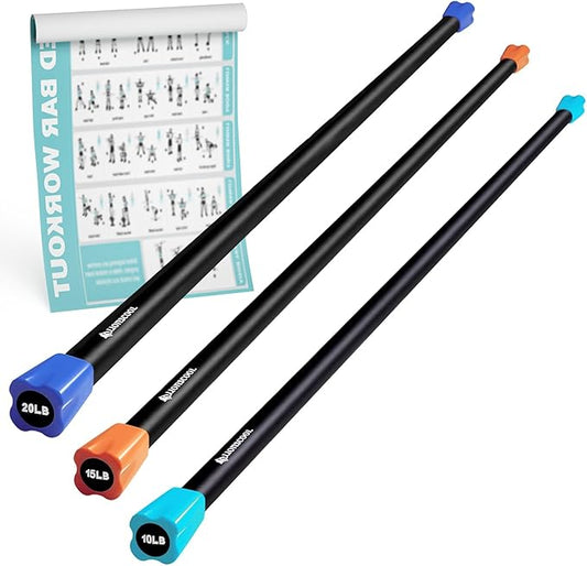LIONSCOOL Workout Weighted Bar,Padded Exercise Weight Bar, Solid Steel Stretching weighted bar set for Body Sculpting, Physical Therapy,Body Toning