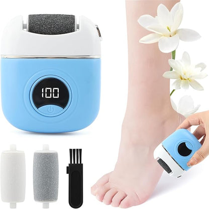Electric Foot Callus Remover - 3 Grinding Heads & LCD Display for Fast Tough Skin Removal, Women's Home Pedicure Tool for Daily Care & Salon-Like Smooth Feet