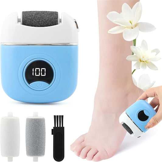 Electric Foot Callus Remover - 3 Grinding Heads & LCD Display for Fast Tough Skin Removal, Women's Home Pedicure Tool for Daily Care & Salon-Like Smooth Feet
