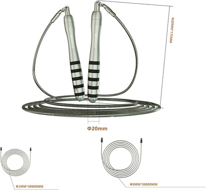 Speed Jump Rope with Weights - Interchangeable 2mm & 5mm Dual Cables Fast-Clip System for CrossFit, Double Unders, HIIT - Adjustable 9.8-10ft Speed Rope for Men/Women/Kids Home Gym