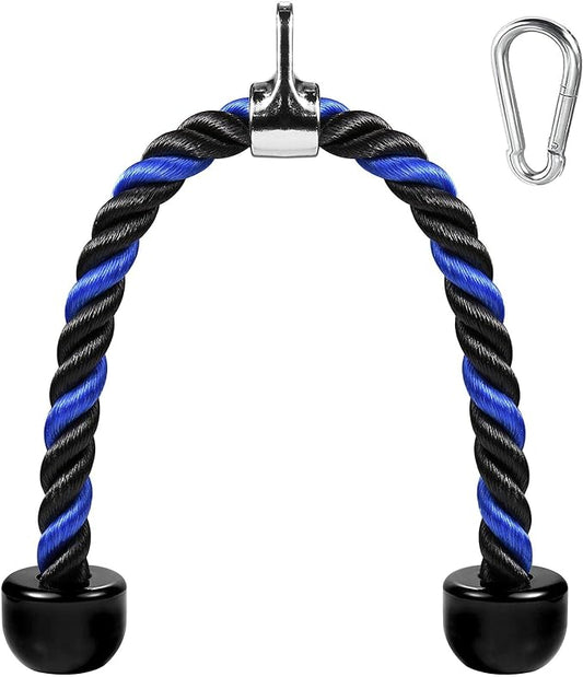 Deluxe Tricep Rope Pull Down Cable, 27 & 36 Inch Rope Length, Easy to Grip & Non-Slip Cable Attachment for Gym Workout Exercise