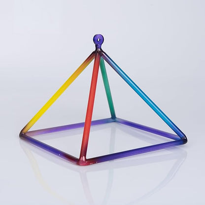 TOPFUND 12" Rainbow Crystal Singing Pyramid Sound Therapy Instrument with Carrying Case and Quartz Suede Mallet