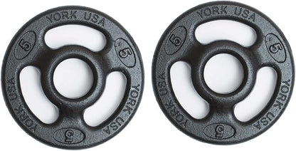 York Barbell 2" ISO-Grip Steel Olympic Weight Plates (2.5 lb, 5 lb, 10 lb pair) – Durable Steel Composite, Casting Coating, 3-Grip Anti-Pinch Design for Safe, Easy Handling – Home & Commercial Use