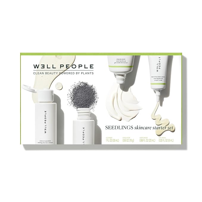 Well People Plant Power Skincare Starter Mini Set, Step-by-Step Skincare Kit For Cleansing, Hydrating, Exfoliating & Nourishing, Vegan & Cruelty-free