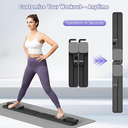 Pilates Reformer Board with Resistance Bands – Portable Pilates Machine, Full Body Workout for Home, Core Strengthener, Glute & Leg Toning, Dual Use, LED Timer & Calorie Display