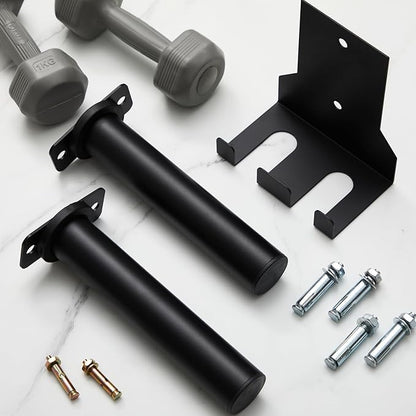 Shimeyao 4 Pack Wall Mounted Weight Plate Holder for 2" Weight Plate and 1 Pack 2 Hooks Barbell Hanger, Vertical Barbell Mount Rack for Garage Home Gym Organizer Accessory