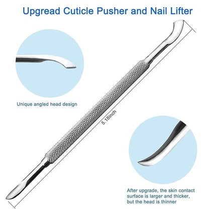 Premium Stainless Steel Manicure Tools 2-Piece Set, Upgraded Cuticle Pusher & Nail Lifter, Cuticle Trimmer & Gel Nail Polish Remove Tool, Home & Salon, For Women