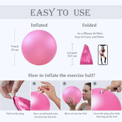 Soft Pilates Ball 9 Inch, Ideal Small Exercise Ball Between Knee Squeeze for Physical Therapy Yoga Core Medicine Abs Pt Bouncy, Mini Rubber Fitball Barre Workout Equipment for Women Men Kid Toddler