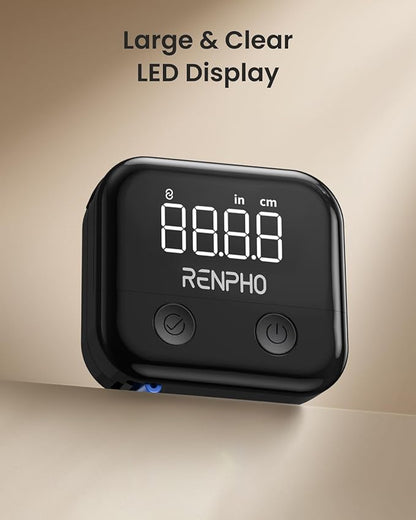 RENPHO Smart Body Measuring Tape, Rechargeable Tape Measure with LED Display, Measuring Tape for Body Measurements with App for Weight Loss & Fitness Shape, Retractable, 60in /150cm, Black