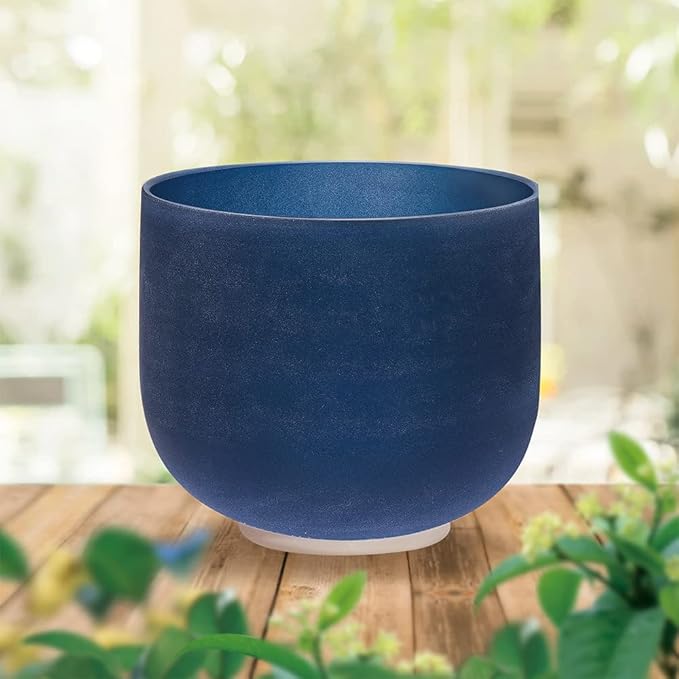 TOPFUND Indigo A Note Crystal Singing Bowl 7 inch Third Eye Chakra with Suede Mallet