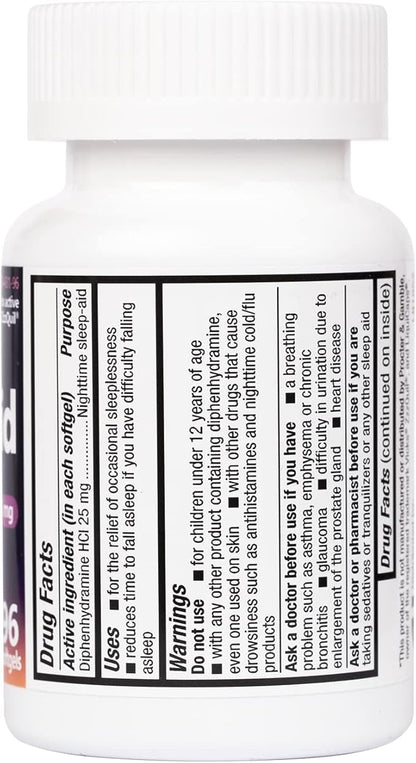 HealthA2Z Sleep Aid, Diphenhydramine HCl 25mg Softgels, Supports Deeper, Restful Sleeping, Non Habit-Forming (96 Softgels)