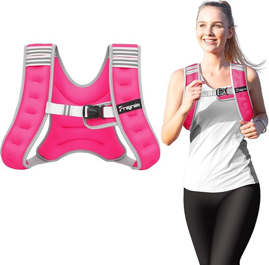 Fragraim Weighted Vest for Women Men - 8lb/10lb/12lb/16lb/22lb/25lb/30lb Weight Vest with Reflective Stripe, Detachable Phone Pouch, Ideal for Walking, Strength Training, Running, Workout, Cardio