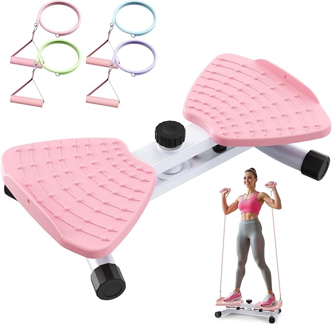 Waist Twisting Machine & Ab Twister Machine - 300 lbs Noiseless Waist Twister Board for Core Exercise, Home Gym Fitness Equipment with Resistance Bands (Women/Men)