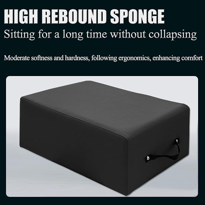 Black Pilates Reformer Sitting Box & Accessory for Stretching, Balance & Exercise - Home Gym Equipment