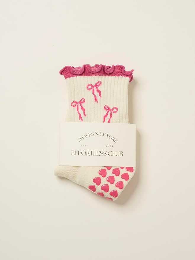 Crew Half Calf Grip Socks, Cutest Fruits Pilates Socks, Ruffle socks, Non-Slip, Barre Yoga Fitness