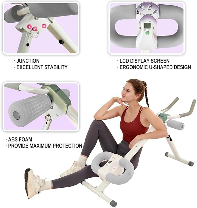 Ab Workout Equipment Abdominal Trainer, Adjustable Ab Machine at Home Gym, Foldable Abdominal Exercise Machine, Core & Ab Trainer Machine for Stomach Workout with LCD Monitor