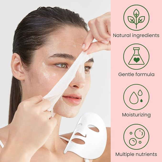 AMY'S DIARY 6 PCS Real Nature Hydrating Pomegranate Face Mask, Hyaluronic Acid, Vitamin C and E, Chamomile, Korean Beauty Essence Facial Paper Sheet Mask for Skin Care Moisturizing (Pomegranate)