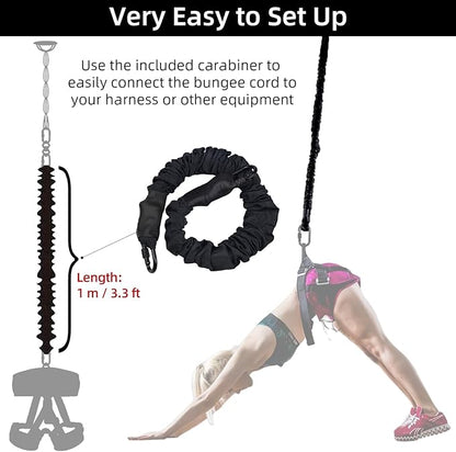 PRIOR FITNESS Premium Bungee Cord, Heavy Duty Bungee Fitness Cord,110-176Pounds Resistance Cord Elastic Rope Suspension Workout Fitness Bands for Exercise at Home Gym Include ONLY 1* Extra Bungee Cord