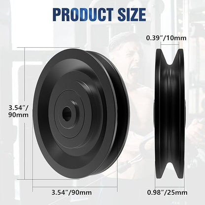 Universal Nylon Bearing Pulley Wheel Replace Gym Attachments Diameter 90mm/3.5" for Gym Equipment Part Cable Machine