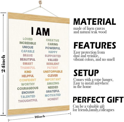 YGSDZY Daily Affirmations Poster, Wood Poster Hanger, Positive Affirmations, Mental Health Posters, Motivational Wall Art, Educational Wall Art, Mental Health Posters, Therapy Wall Art