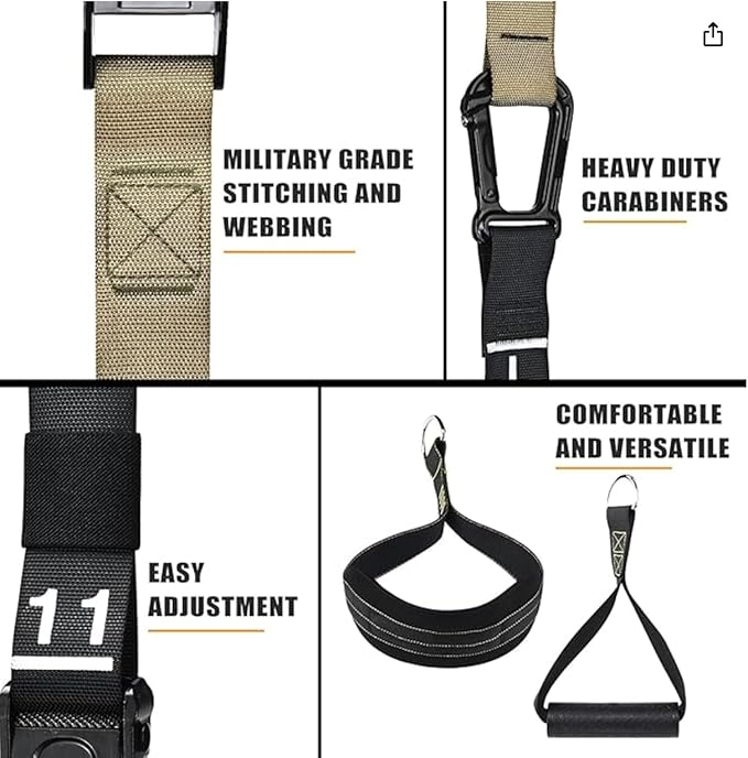 Suspension Trainer | Full Body Workout System | Strength & Resistance Training Kit with Door Anchor, Handles, and Carrying Bag – Perfect for Home, Gym, and Travel