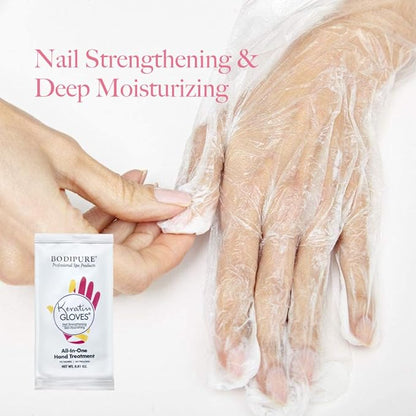 Bodipure All-In-1 Moisturizing Hand Mask, Keratin & Vitamin E Hand Mask for Dry Cracked Hands, Natural Moisturizing Gloves Formula, Strengthen Nails & Repair Hands 12 Pairs
