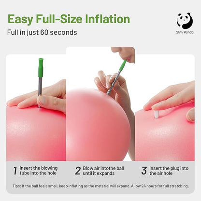 Slim Panda Pilates Ball, 9 Inch Small Exercise Ball, Anti Burst Mini Yoga Ball for Stability, Workout, Barre, Core Strength, Physical Therapy, Balance, Stretching