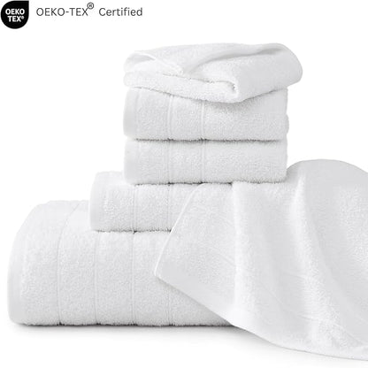 Casa Platino 100% Cotton Luxury Bathroom Towel Set - 12 Pcs - Super Soft, Fluffy & Highly Absorbent - 4 Large Bath Towels, 4 Washcloths, 4 Hand Towels - Complete Family Pack - White Bath Towel Set