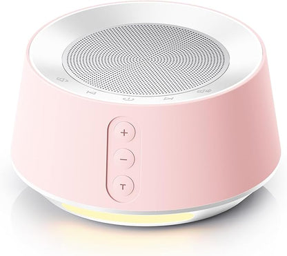 BGOVERSS White Noise Sound Machine with 20 Soothing Sounds, 10 Colors Night Light Sleep Machines Home Office Travel, 5 Timers and Memory Feature Sound Machine for Nursery Baby Kids Adults, Pink