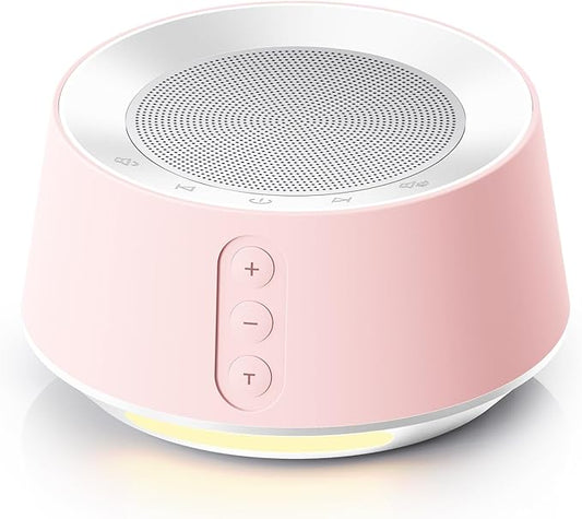 BGOVERSS White Noise Sound Machine with 20 Soothing Sounds, 10 Colors Night Light Sleep Machines Home Office Travel, 5 Timers and Memory Feature Sound Machine for Nursery Baby Kids Adults, Pink