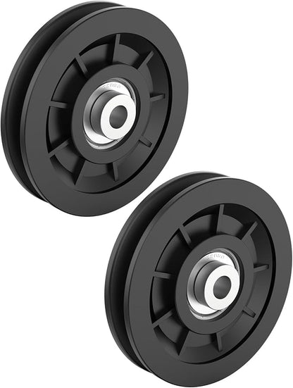 90mm/3.5" Universal Nylon Bearing Pulley-Wheel Replace for Home Gym Equipment Part Cable Machine, Wearproof Abration Bearing Wheel, Gym Equipment and Garage Door Pulley System