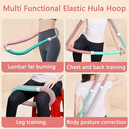 Soft Spring Hula Hoop for Adults, Foldable Weighted Fitness Hoop for Weight Loss, Portable Slimming Exercise Equipment for Women and Beginners Workout