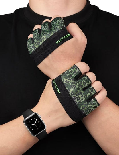 KUTOOK Weight Lifting Workout Gloves for Men/Women, 3mm XRD Padding Grip Gym Gloves, Breathable Partial Gloves for Calluses, Weightlifting Gloves for Exercise, Kettlebell, Pull-Ups, Cross Training