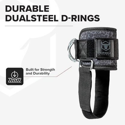 Women's Kickback Ankle Strap for Cable Machines & Resistance Bands: Gym & Home Workout Cuff Attachment for Leg Extensions, Kickbacks, Hip Abductors - Booty Exercises" (Pair, Black Leopard)